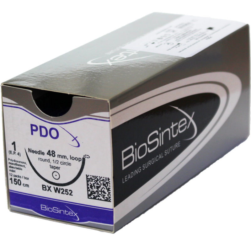 PDOx(BXW 261),Полідіоксанон,моноф.USP 1 (M4),150см,кол.голка 50мм,1/2 кола,петля